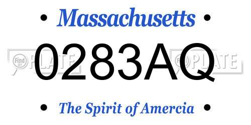 0283AQ Massachusetts License Plate