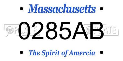 0285AB Massachusetts License Plate