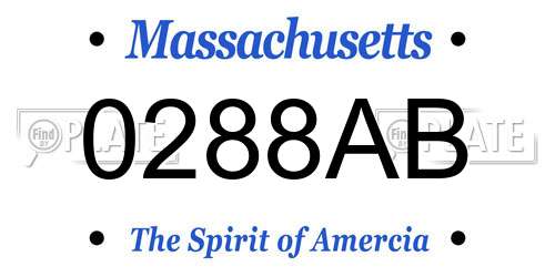 0288AB Massachusetts License Plate