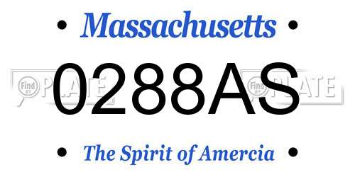 0288AS Massachusetts License Plate