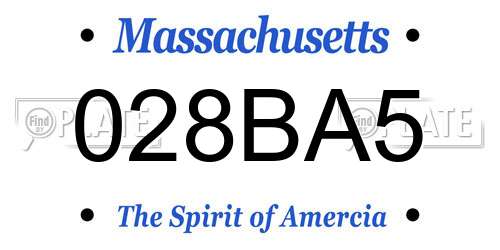 028BA5 Massachusetts License Plate