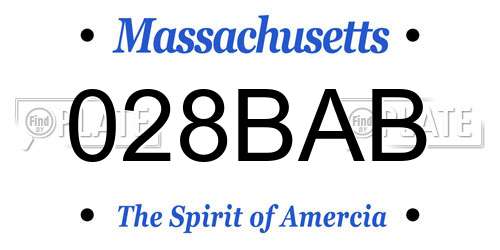 028BAB Massachusetts License Plate