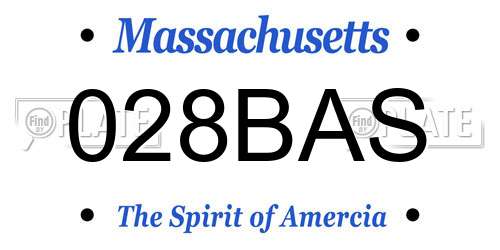028BAS Massachusetts License Plate