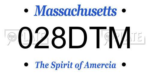 028DTM Massachusetts License Plate
