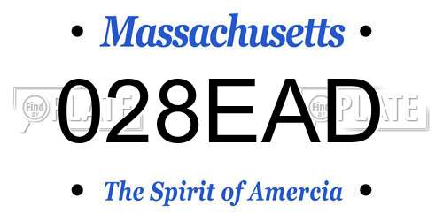 028EAD Massachusetts License Plate
