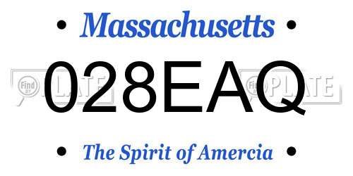 028EAQ Massachusetts License Plate