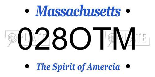 028OTM Massachusetts License Plate