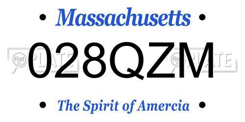 028QZM Massachusetts License Plate