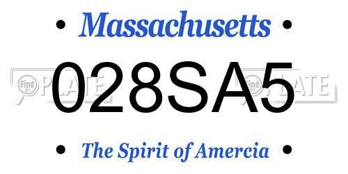 028SA5 Massachusetts License Plate