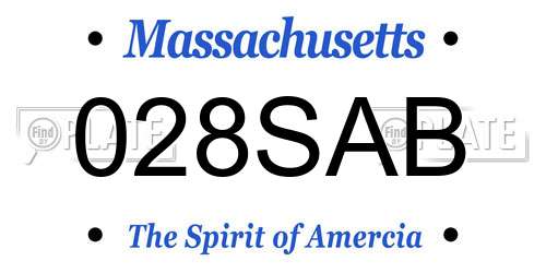 028SAB Massachusetts License Plate