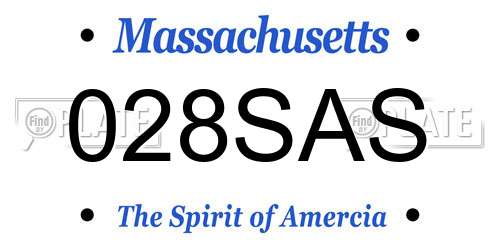 028SAS Massachusetts License Plate