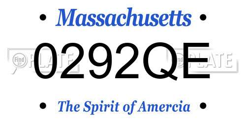 0292QE Massachusetts License Plate