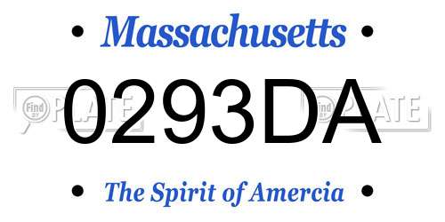 0293DA Massachusetts License Plate