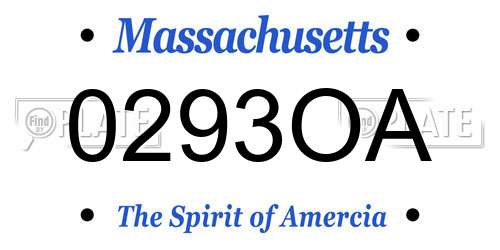 0293OA Massachusetts License Plate