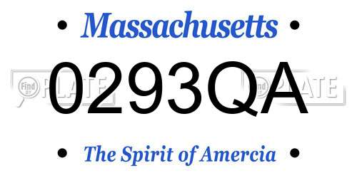 0293QA Massachusetts License Plate