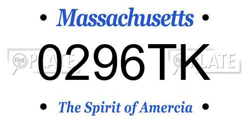 0296TK Massachusetts License Plate