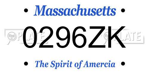 0296ZK Massachusetts License Plate