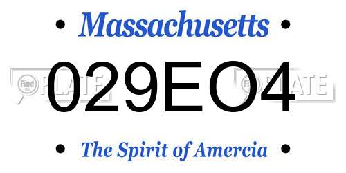 029EO4 Massachusetts License Plate