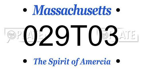 029T03 Massachusetts License Plate