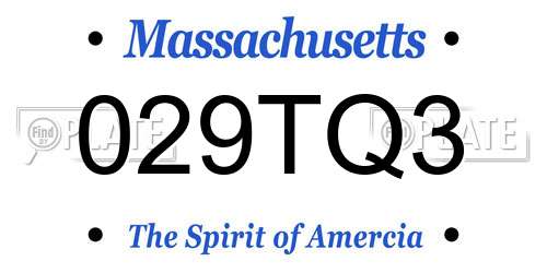 029TQ3 Massachusetts License Plate
