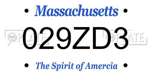 029ZD3 Massachusetts License Plate