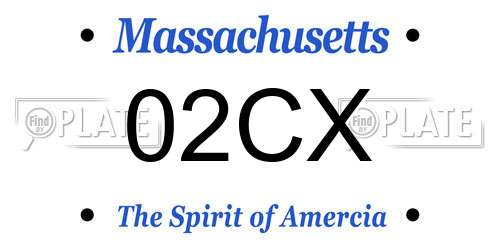 02CX Massachusetts License Plate