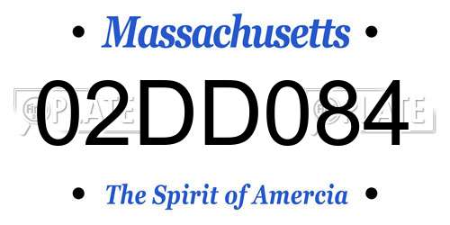 02DD084 Massachusetts License Plate