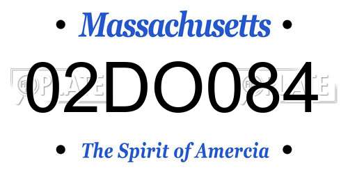 02DO084 Massachusetts License Plate