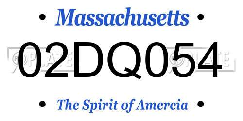 02DQ054 Massachusetts License Plate