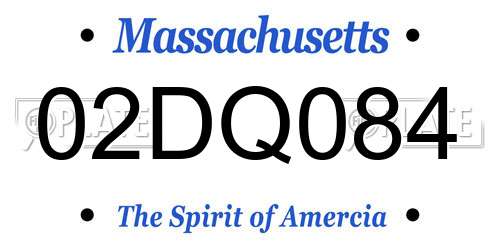02DQ084 Massachusetts License Plate