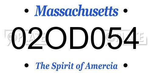 02OD054 Massachusetts License Plate