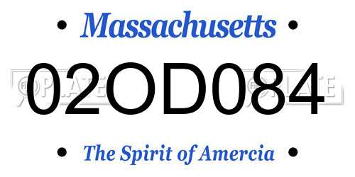 02OD084 Massachusetts License Plate