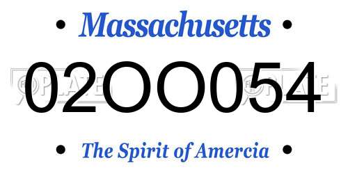 02OO054 Massachusetts License Plate