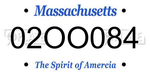 02OO084 Massachusetts License Plate