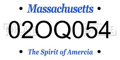 02OQ054 Massachusetts License Plate