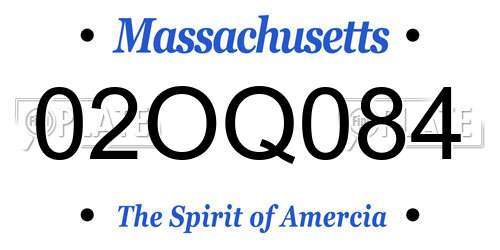 02OQ084 Massachusetts License Plate