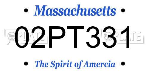 02PT331 Massachusetts License Plate