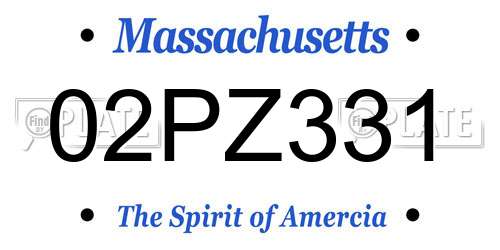 02PZ331 Massachusetts License Plate