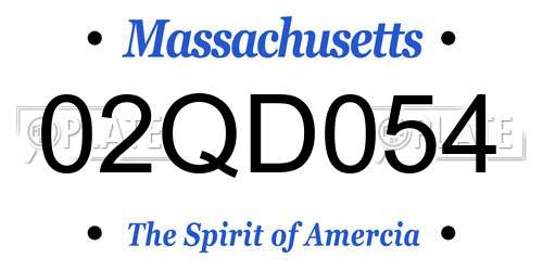 02QD054 Massachusetts License Plate