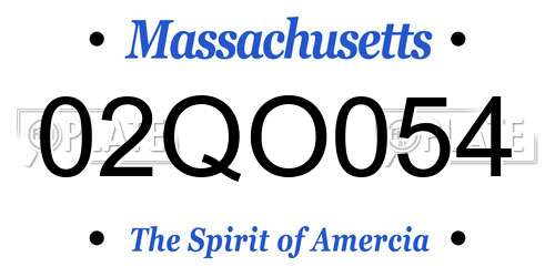 02QO054 Massachusetts License Plate
