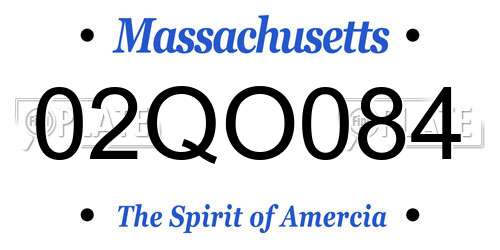 02QO084 Massachusetts License Plate