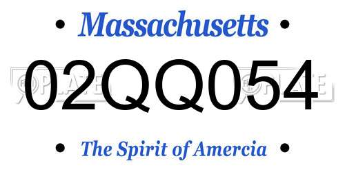 02QQ054 Massachusetts License Plate