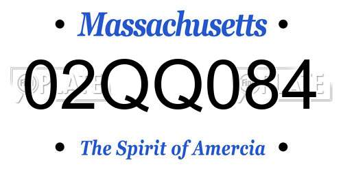02QQ084 Massachusetts License Plate