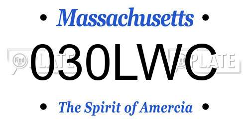030LWC Massachusetts License Plate