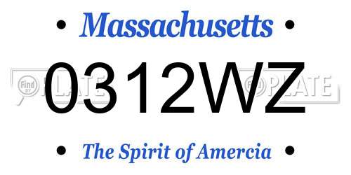 0312WZ Massachusetts License Plate