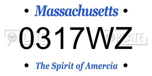 0317WZ Massachusetts License Plate