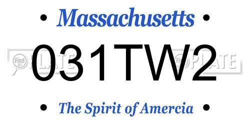 031TW2 Massachusetts License Plate