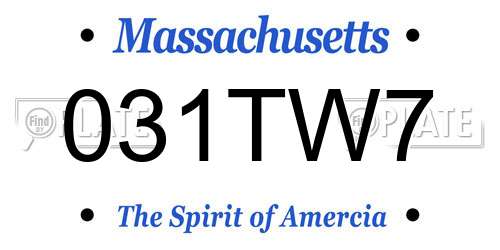 031TW7 Massachusetts License Plate