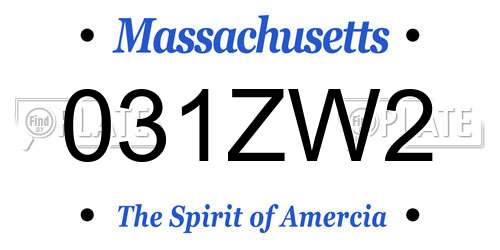 031ZW2 Massachusetts License Plate