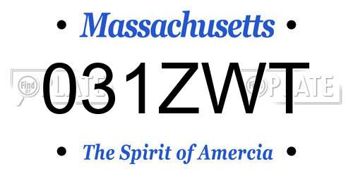 031ZWT Massachusetts License Plate